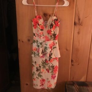 Floral Peplum Dress from Charlotte Russe, XS